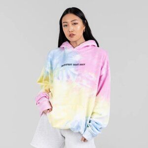 The Mayfair Group Tie Dye Hoodie Sweatshirt Manifest That Sh*t One Size Pastel